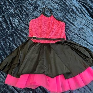 Fuscia one-piece sequin and tool stage dress (with shorts) for dancers & Acro.